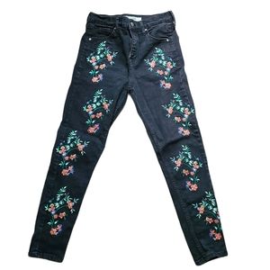 TOPSHOP Moto Jamie Floral Rhinestone Jeans Size 28